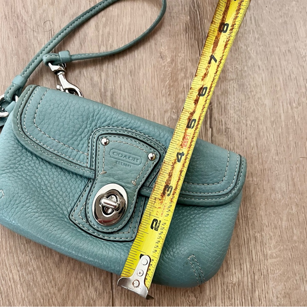 Y2K Coach Blue Pebbles Leather Turnlock Wristlet Zipper Wallet Purse Handbag Vtg - Picture 7 of 7